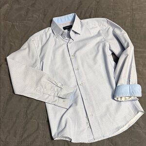 Classic Light Blue Checkered Kids Button Down Shirt